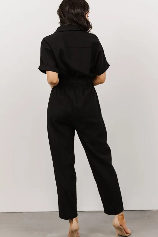 Dallas Button Up Jumpsuit | Black