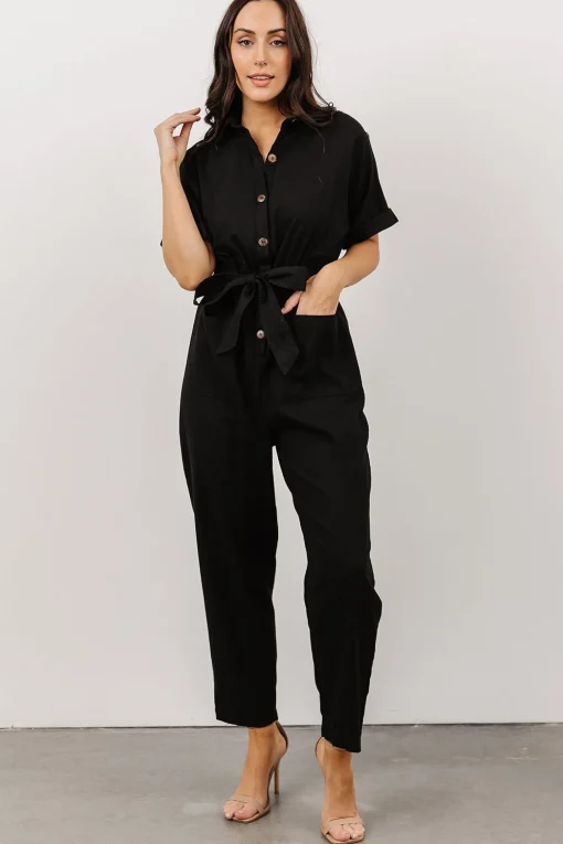 Dallas Button Up Jumpsuit | Black