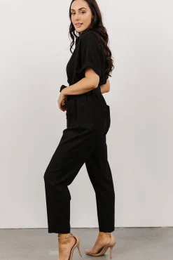 Dallas Button Up Jumpsuit | Black