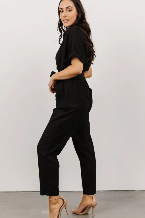 Dallas Button Up Jumpsuit | Black