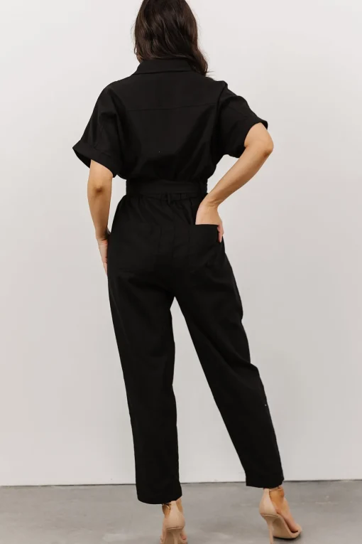 Dallas Button Up Jumpsuit | Black