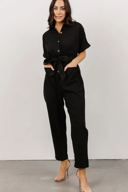 Dallas Button Up Jumpsuit | Black