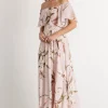 Daphne Off Shoulder Maxi Dress | Mauve Floral