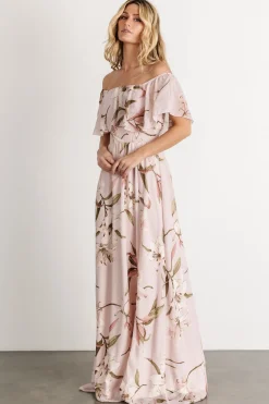 Daphne Off Shoulder Maxi Dress | Mauve Floral
