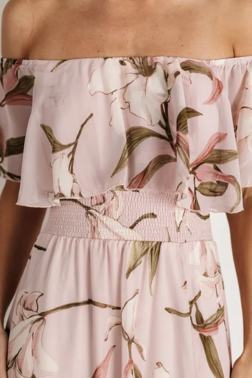 Daphne Off Shoulder Maxi Dress | Mauve Floral