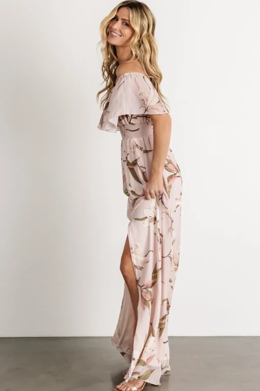 Daphne Off Shoulder Maxi Dress | Mauve Floral