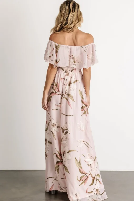 Daphne Off Shoulder Maxi Dress | Mauve Floral