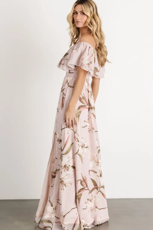 Daphne Off Shoulder Maxi Dress | Mauve Floral