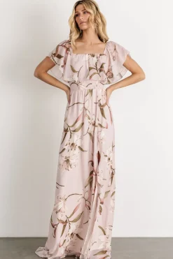 Daphne Off Shoulder Maxi Dress | Mauve Floral