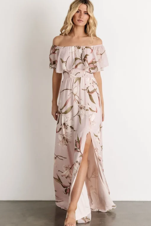 Daphne Off Shoulder Maxi Dress | Mauve Floral