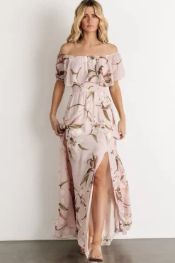 Daphne Off Shoulder Maxi Dress | Mauve Floral