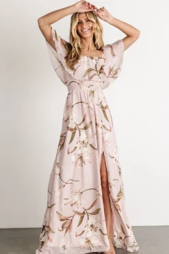 Daphne Off Shoulder Maxi Dress | Mauve Floral