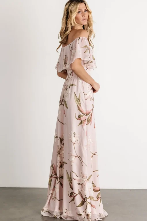 Daphne Off Shoulder Maxi Dress | Mauve Floral