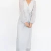 Devlyn Pleated Dress | Silver Shimmer