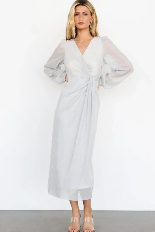 Devlyn Pleated Dress | Silver Shimmer