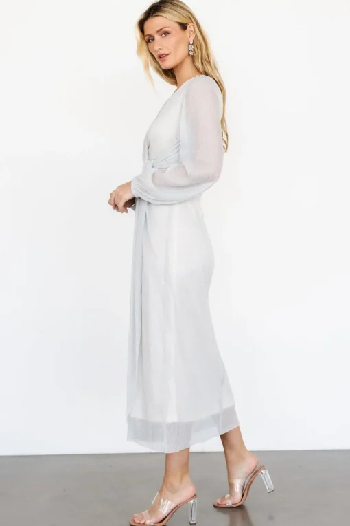 Devlyn Pleated Dress | Silver Shimmer