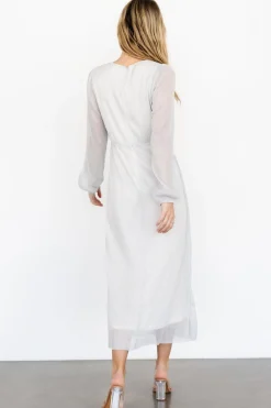 Devlyn Pleated Dress | Silver Shimmer