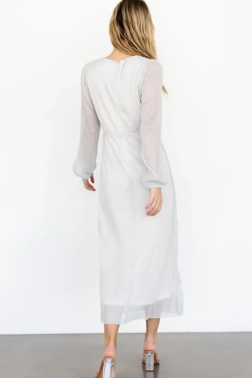 Devlyn Pleated Dress | Silver Shimmer