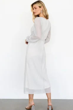 Devlyn Pleated Dress | Silver Shimmer