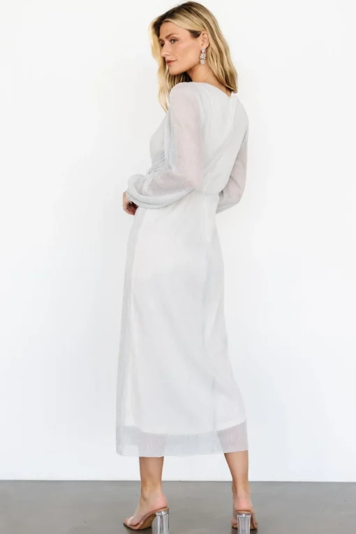Devlyn Pleated Dress | Silver Shimmer