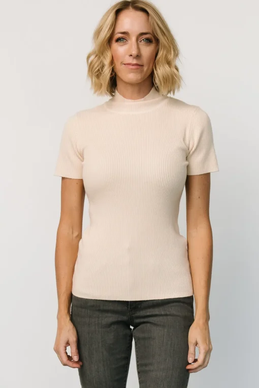 Edie Mock Neck Top | Cream