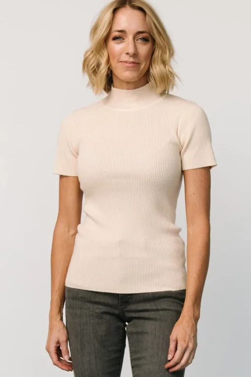 Edie Mock Neck Top | Cream