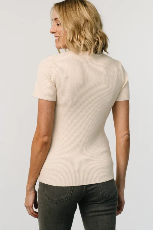 Edie Mock Neck Top | Cream