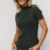 Edie Mock Neck Top | Deep Slate Blue