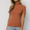 Edie Mock Neck Top | Terracotta