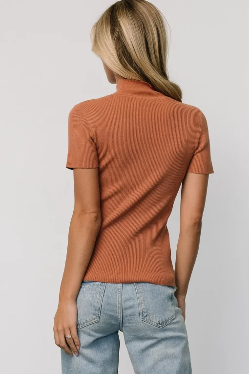 Edie Mock Neck Top | Terracotta