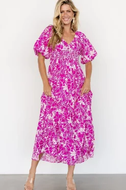Elaine Maxi Dress | Magenta + White