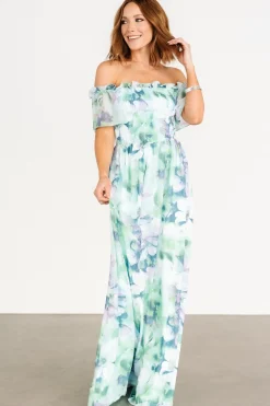 Elina Maxi Dress | Blue + Green Multi Floral