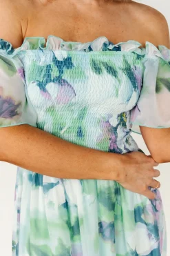 Elina Maxi Dress | Blue + Green Multi Floral