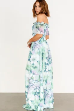 Elina Maxi Dress | Blue + Green Multi Floral
