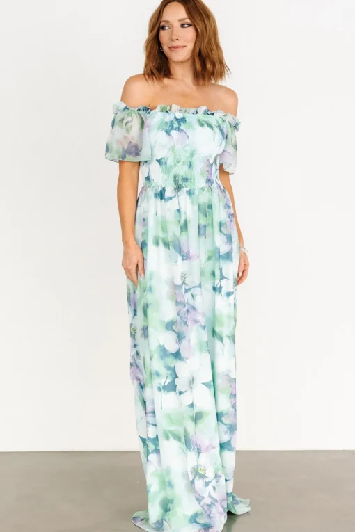 Elina Maxi Dress | Blue + Green Multi Floral