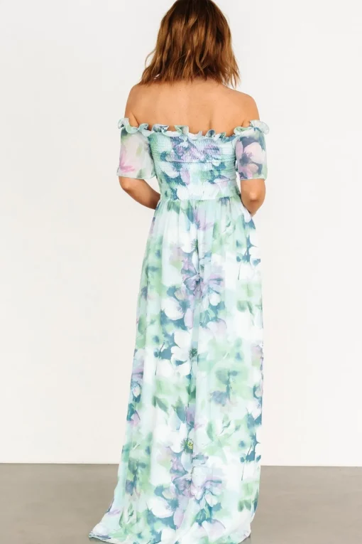 Elina Maxi Dress | Blue + Green Multi Floral