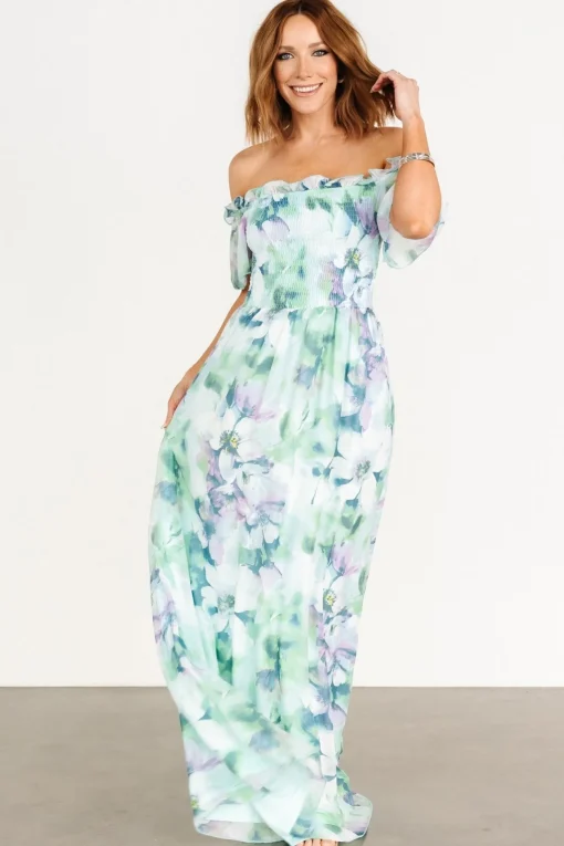 Elina Maxi Dress | Blue + Green Multi Floral
