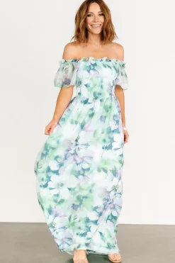 Elina Maxi Dress | Blue + Green Multi Floral