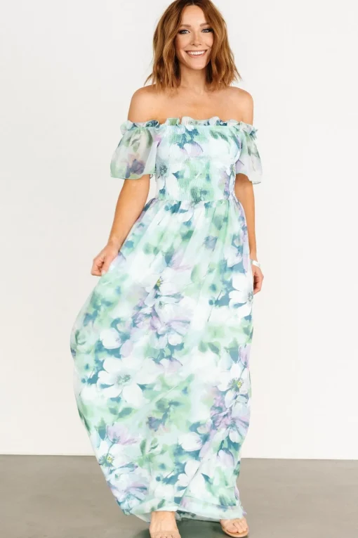 Elina Maxi Dress | Blue + Green Multi Floral