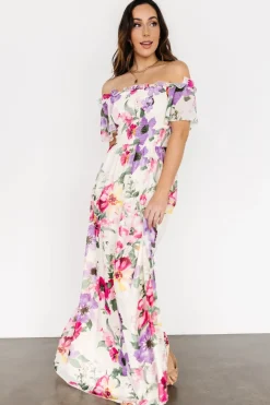 Elina Maxi Dress | Ivory + Pink Multi Floral