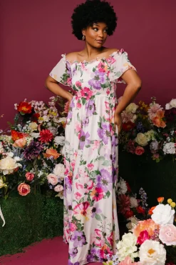 Elina Maxi Dress | Ivory + Pink Multi Floral
