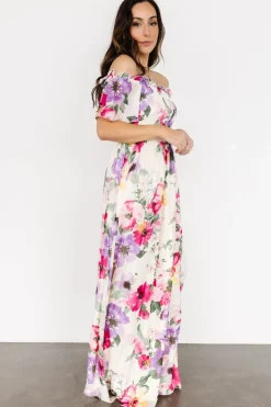 Elina Maxi Dress | Ivory + Pink Multi Floral