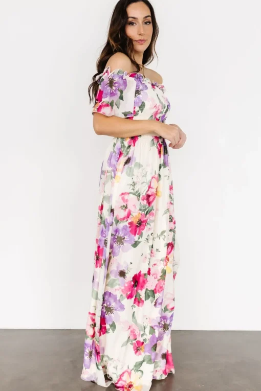 Elina Maxi Dress | Ivory + Pink Multi Floral