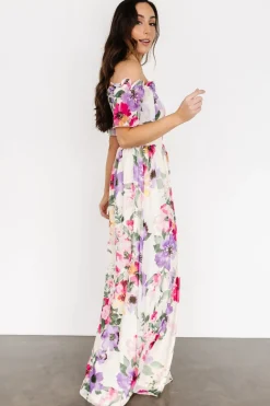 Elina Maxi Dress | Ivory + Pink Multi Floral