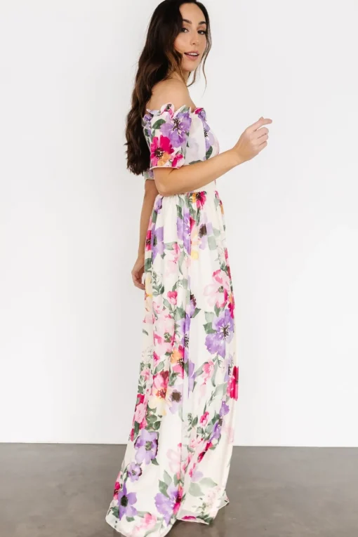 Elina Maxi Dress | Ivory + Pink Multi Floral