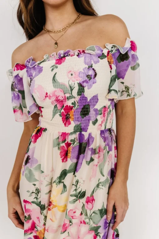 Elina Maxi Dress | Ivory + Pink Multi Floral