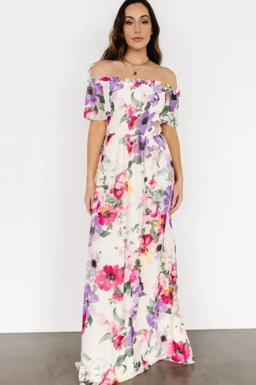 Elina Maxi Dress | Ivory + Pink Multi Floral