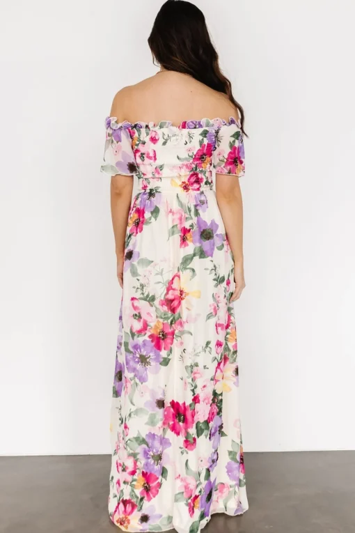 Elina Maxi Dress | Ivory + Pink Multi Floral
