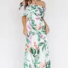 Elina Maxi Dress | White + Green Multi Floral