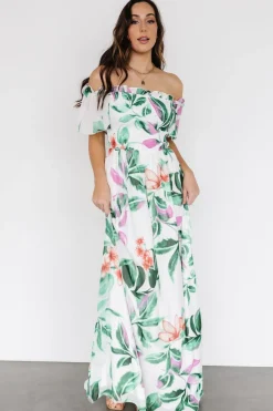 Elina Maxi Dress | White + Green Multi Floral